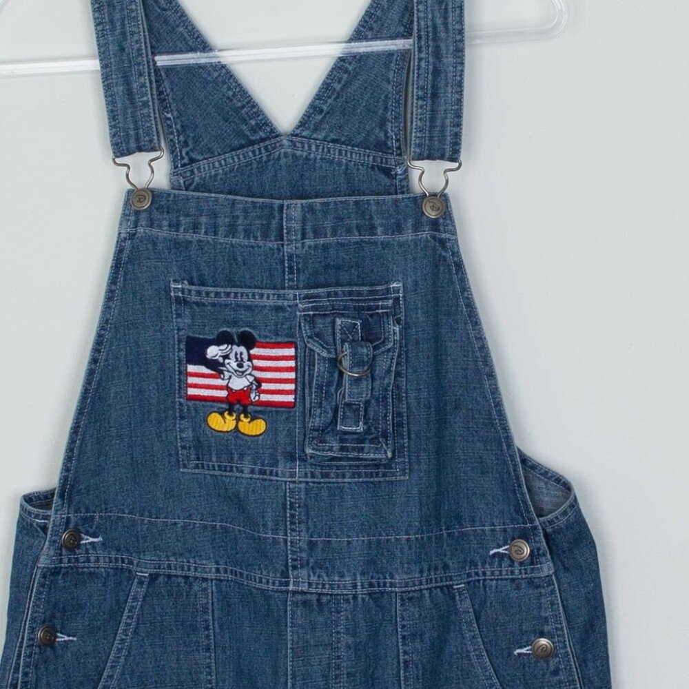 Vintage‎ Disney Womens Overalls Denim Shortalls Shorts Size L Blue Mickey Mouse - Picture 2 of 10